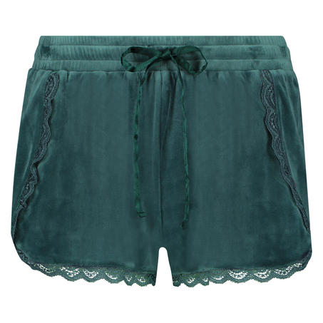 Velvet lace shorts, Gr&oslash;nn