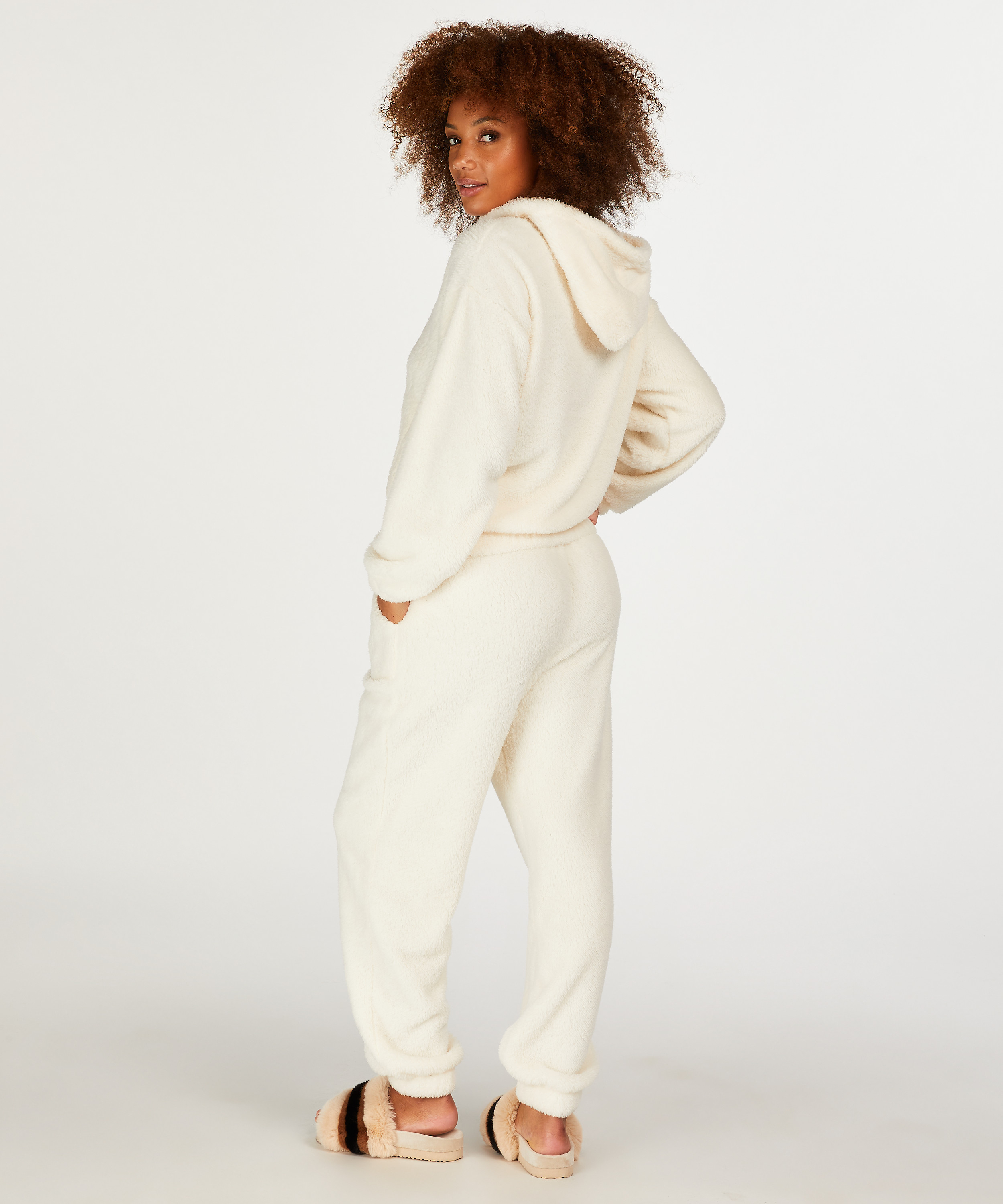 Fleece Snuggle hettegenser, Hvit, main