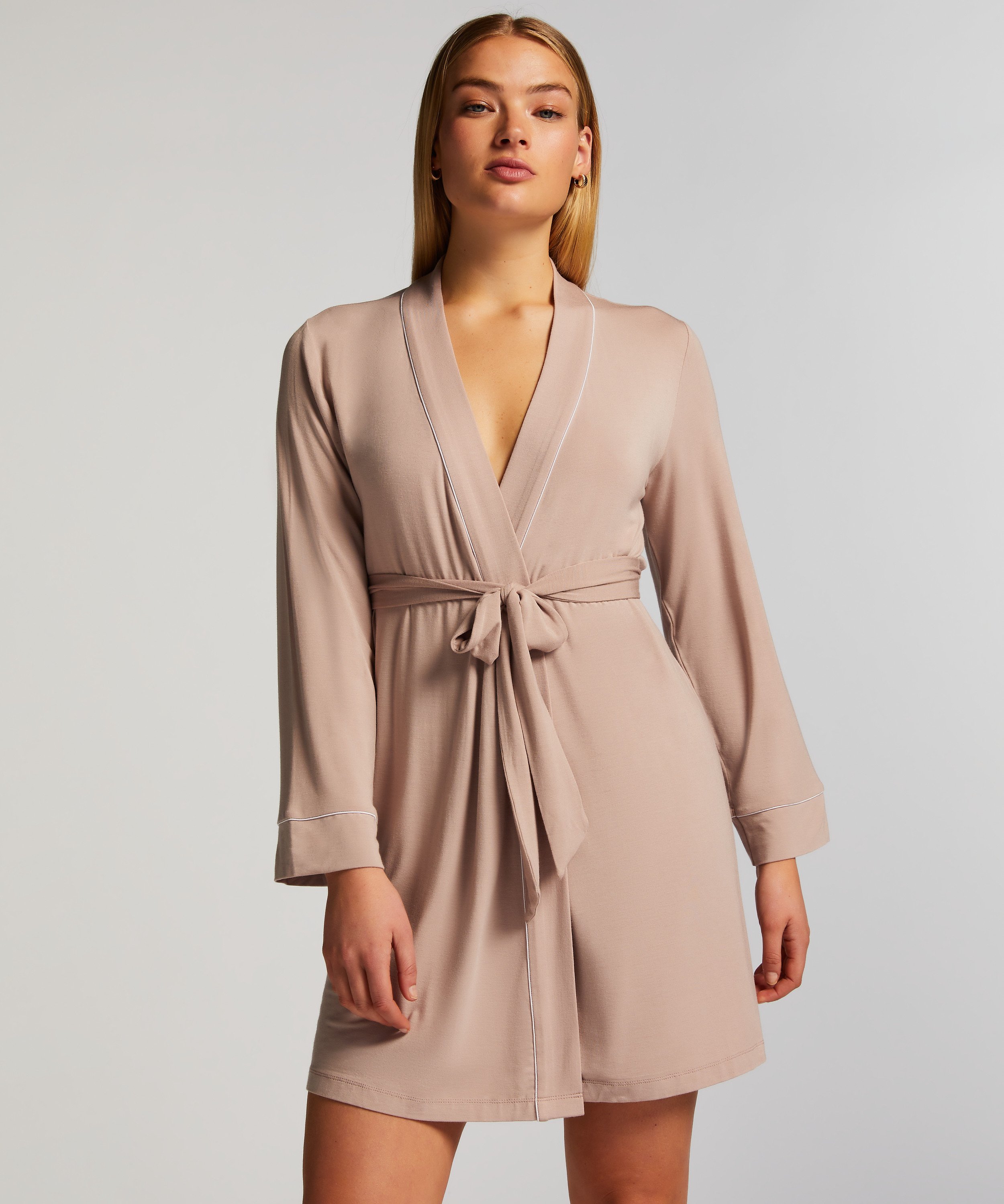 Short Jersey Robe Essentials, Beige, main