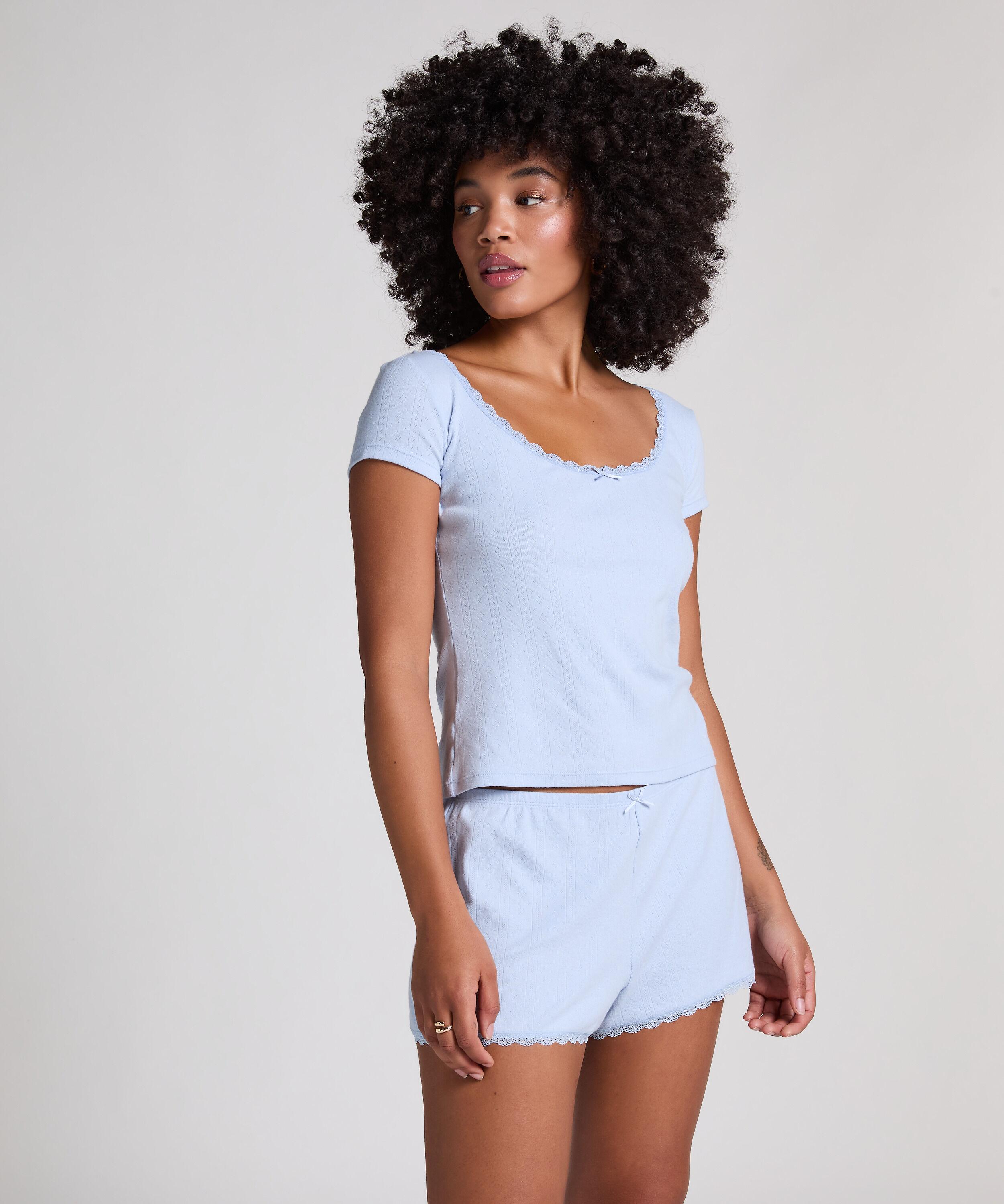 Pointelle topp, Bl&aring;