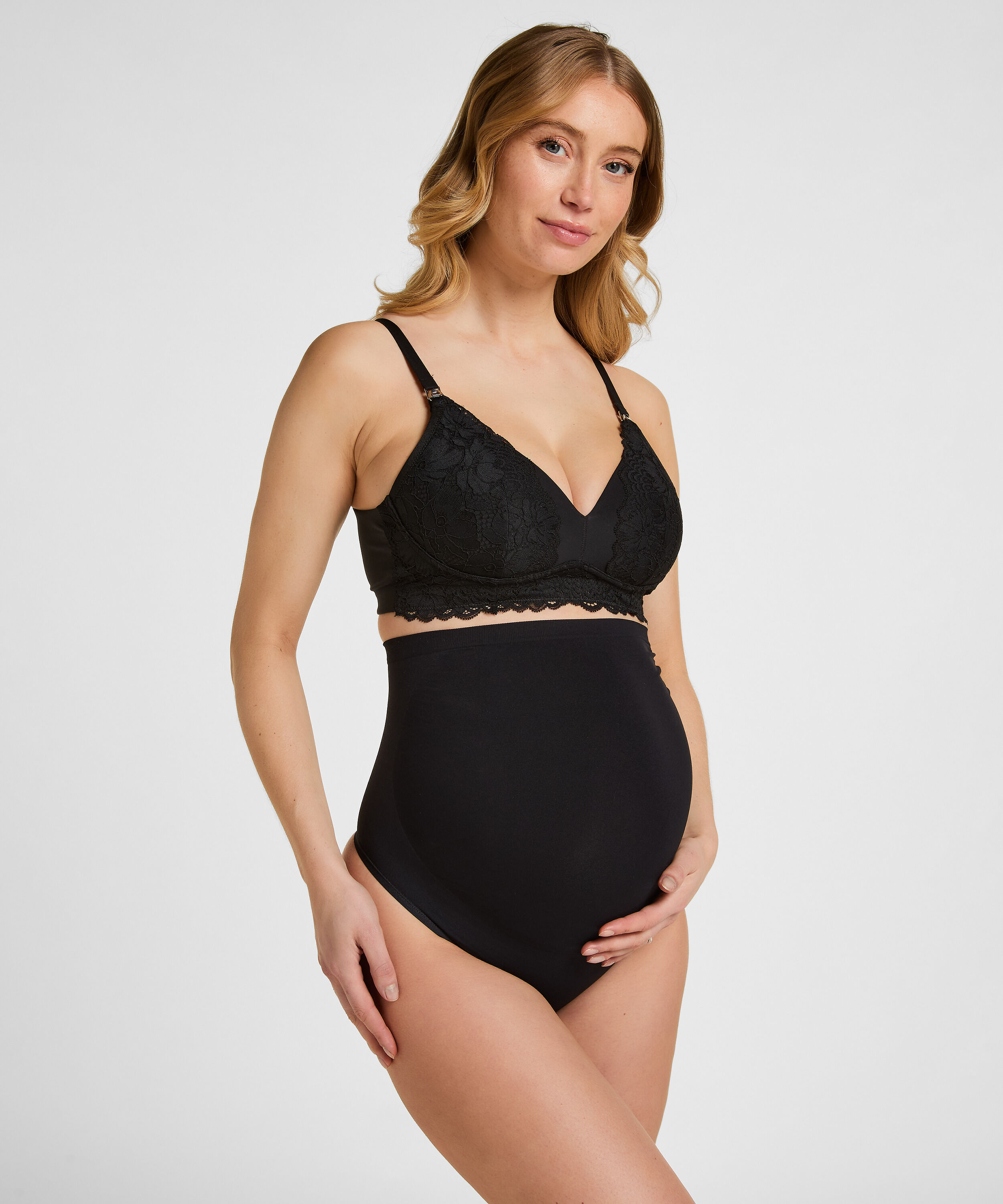 Sømløs Svangerskap String, Svart