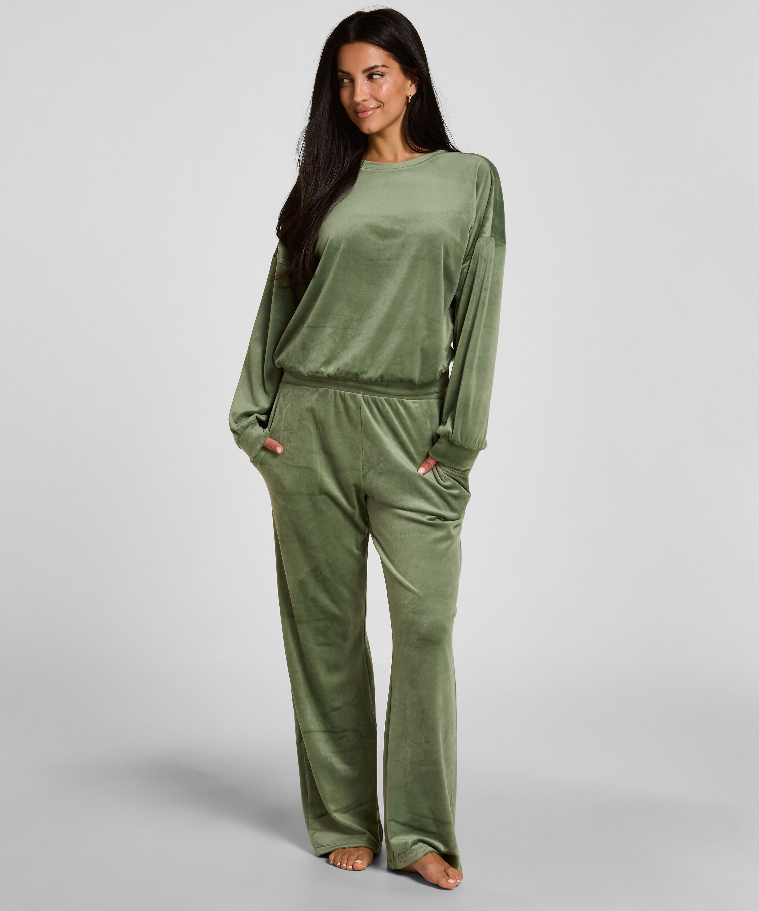 Velour Pyjamas Sett, Grønn
