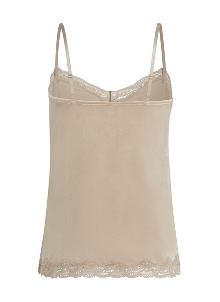 Cami-topp Velours Lace, Beige