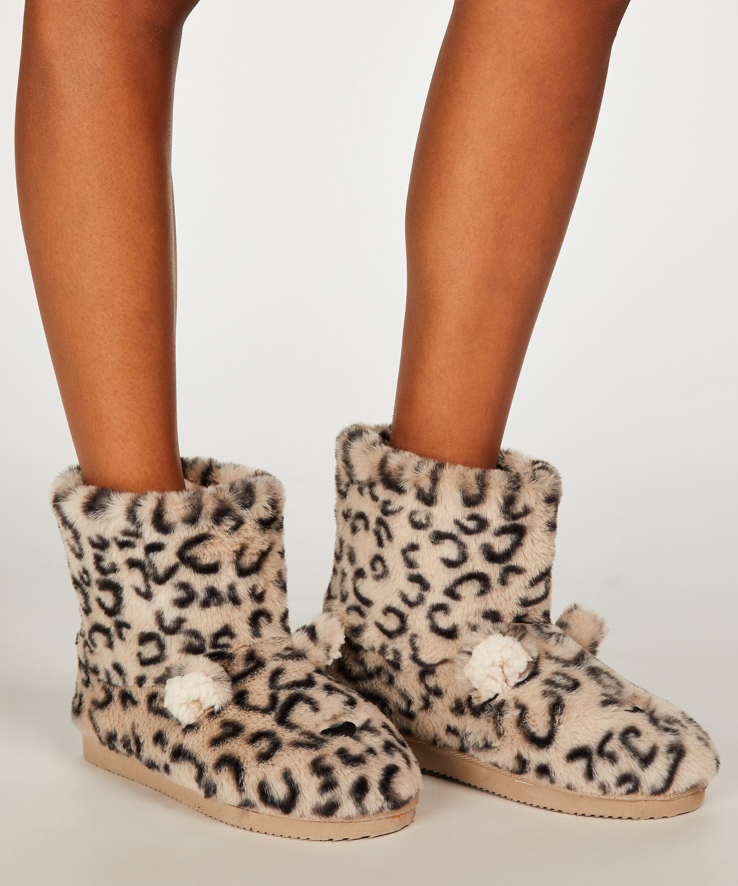Leopard Print Boots, Beige