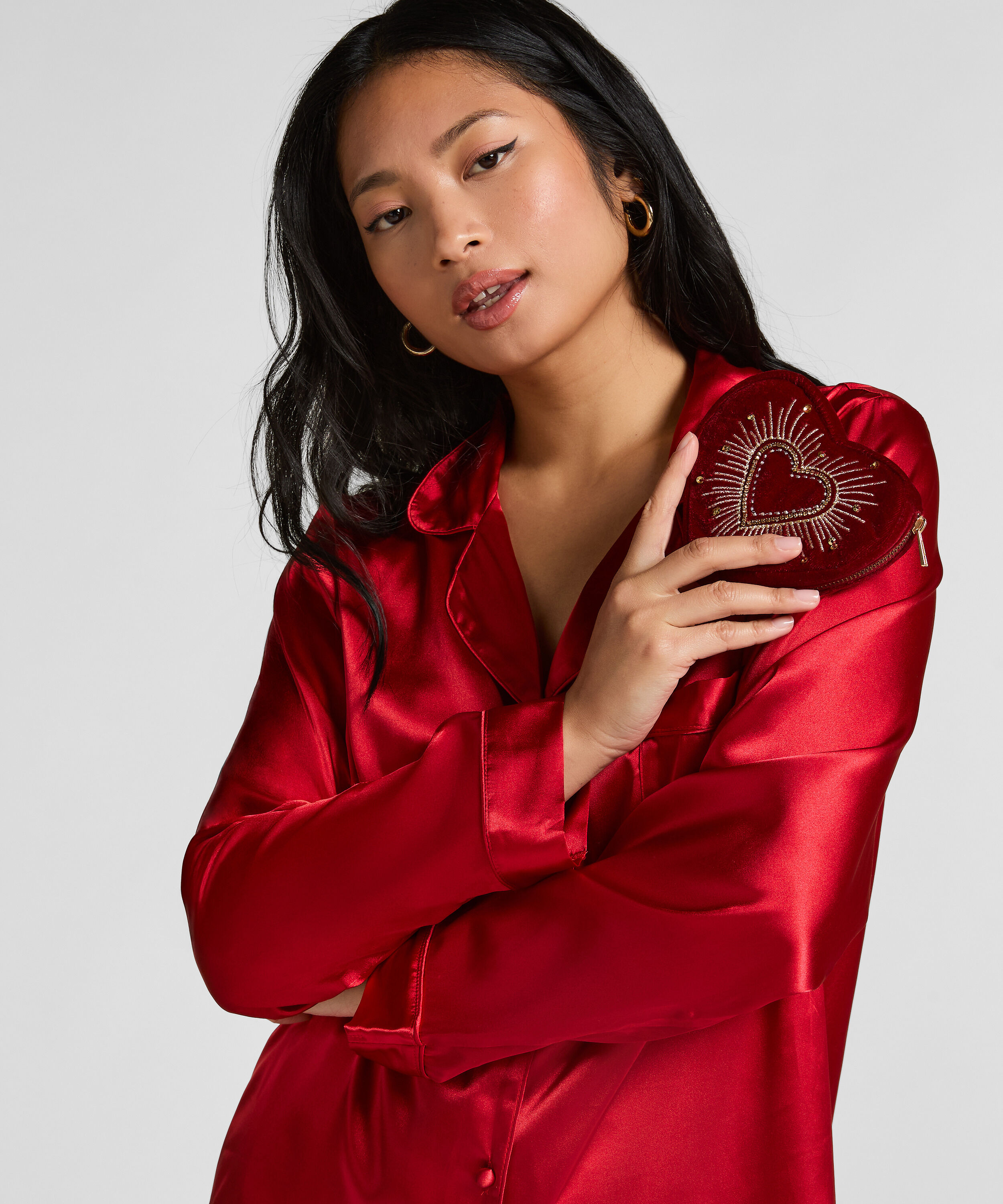 Hjerteformet lommebok med glidel&aring;s, R&oslash;d