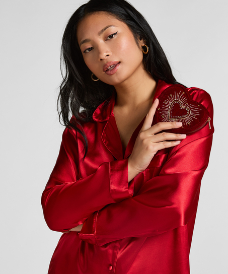 Hjerteformet lommebok med glidel&aring;s, R&oslash;d