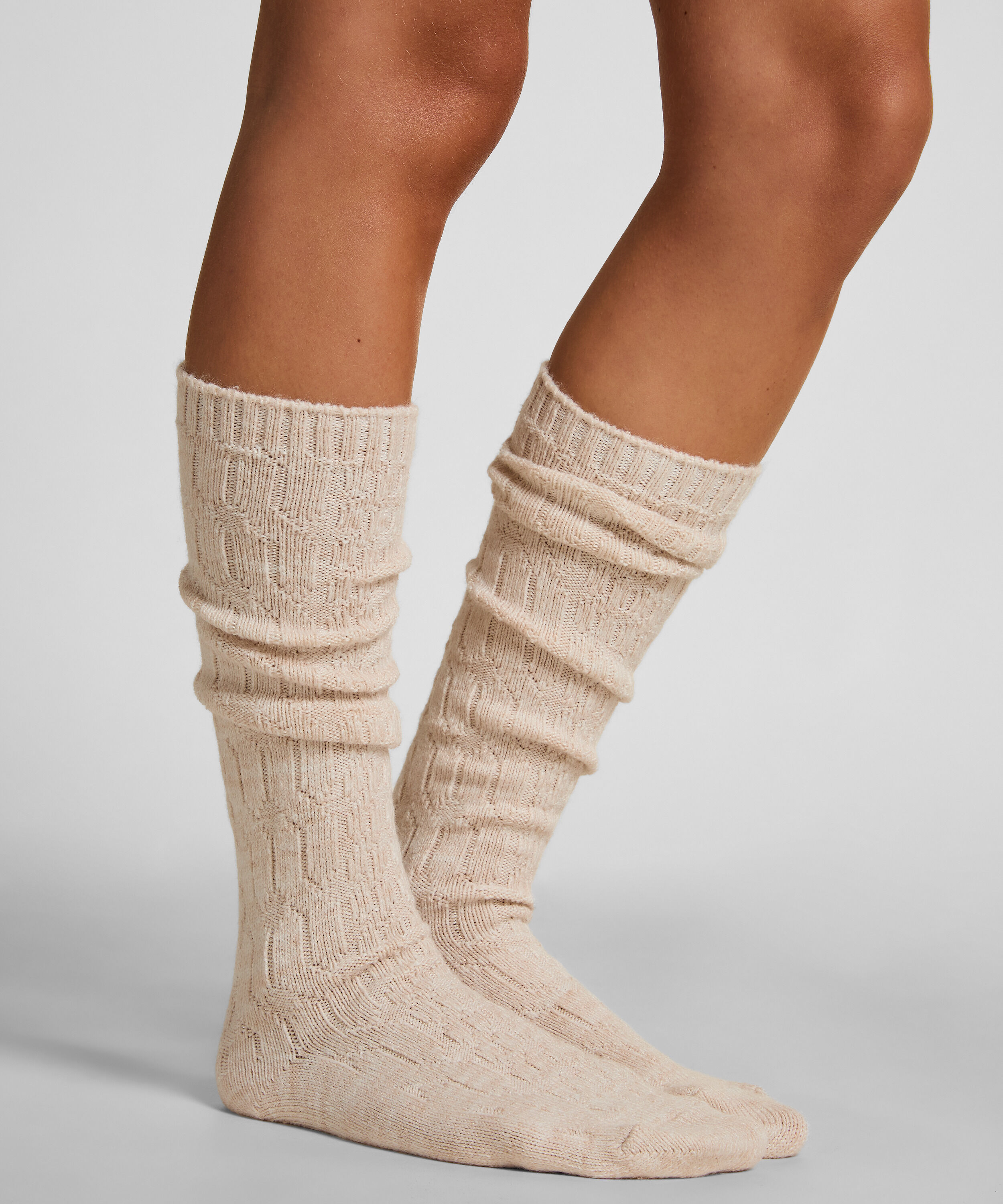 2 par lange sokker, Beige