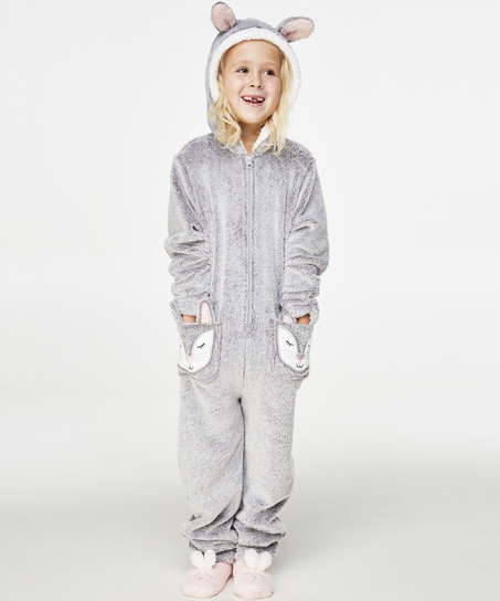Fleece Onesie Kids, Grå