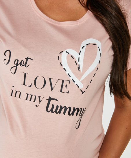 Kortarmet nattskjorte for gravide, Rosa