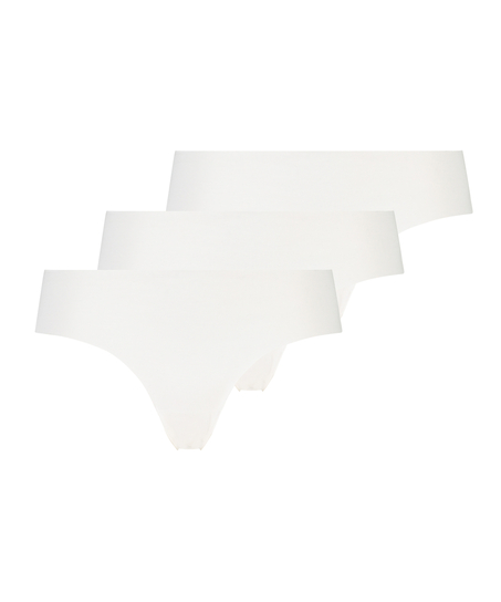 3-pakning invisible brasiliansk truse, Hvit