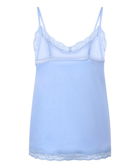 Cami-topp Velours Lace, Blå