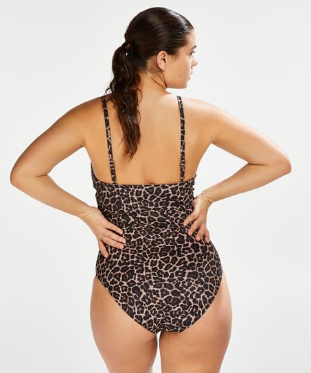 Leopard badedrakt, Beige