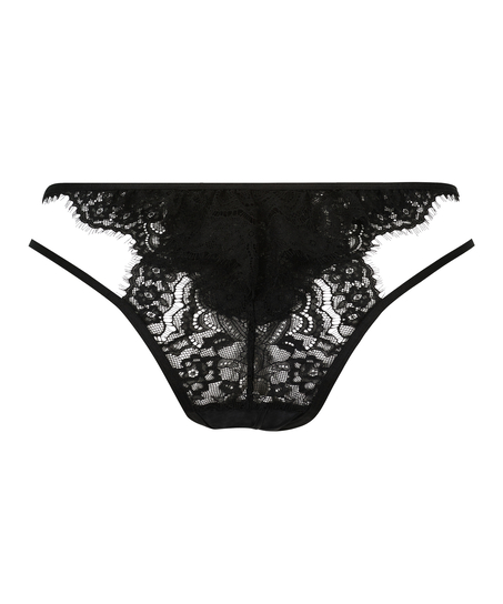 Portia brasiliansk truse med h&oslash;y skj&aelig;ring med &aring;pent skritt, Svart