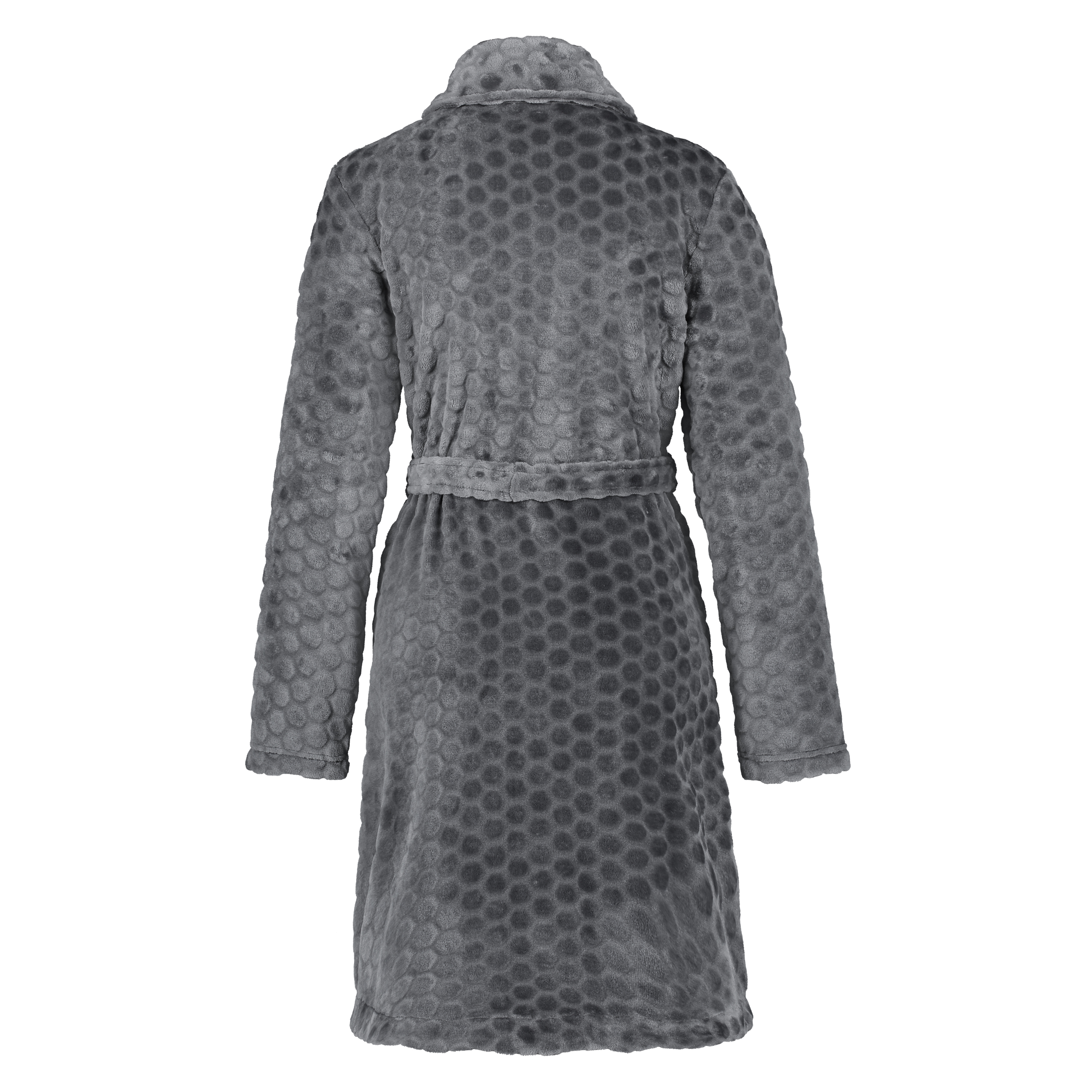Honeycomb Fleece Zip Bathrobe, Grå, main