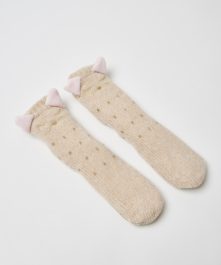 Fluffy Slipper Socks, Hvit