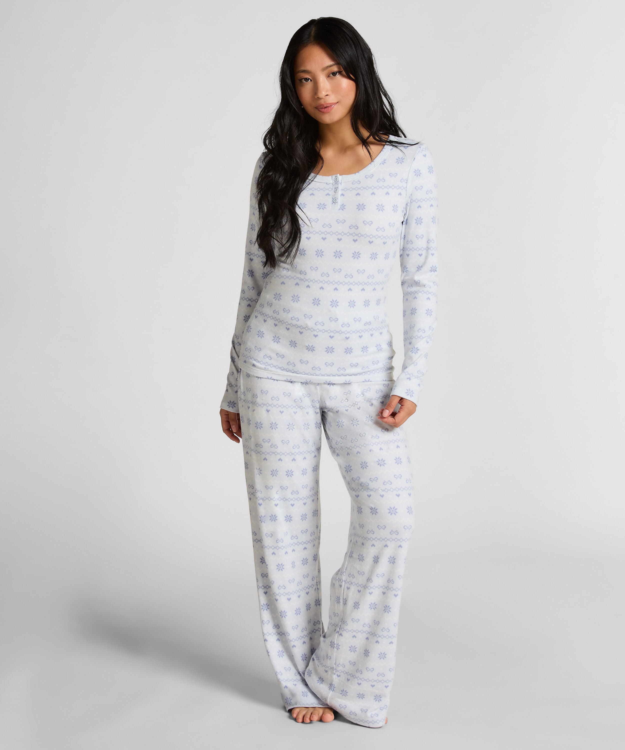 Pyjamasett jersey Fairisle, Blå