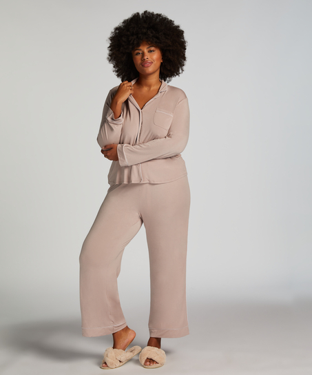 Essential langermet jakke i jerseystoff, Beige