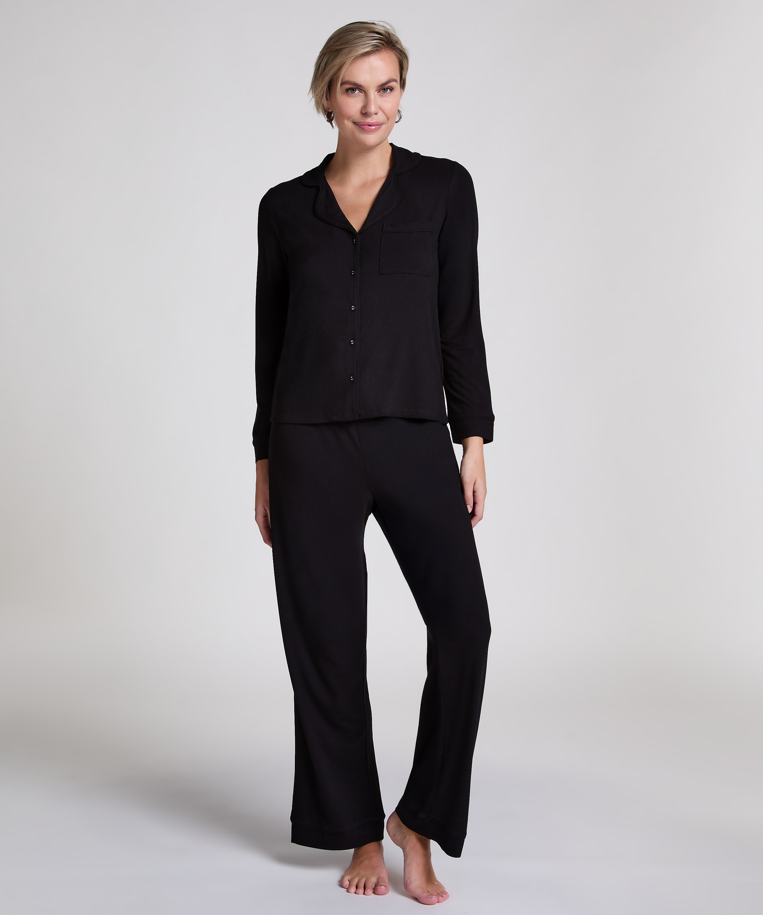 Ribbestrikket jakke – Basisplagg, Svart, main