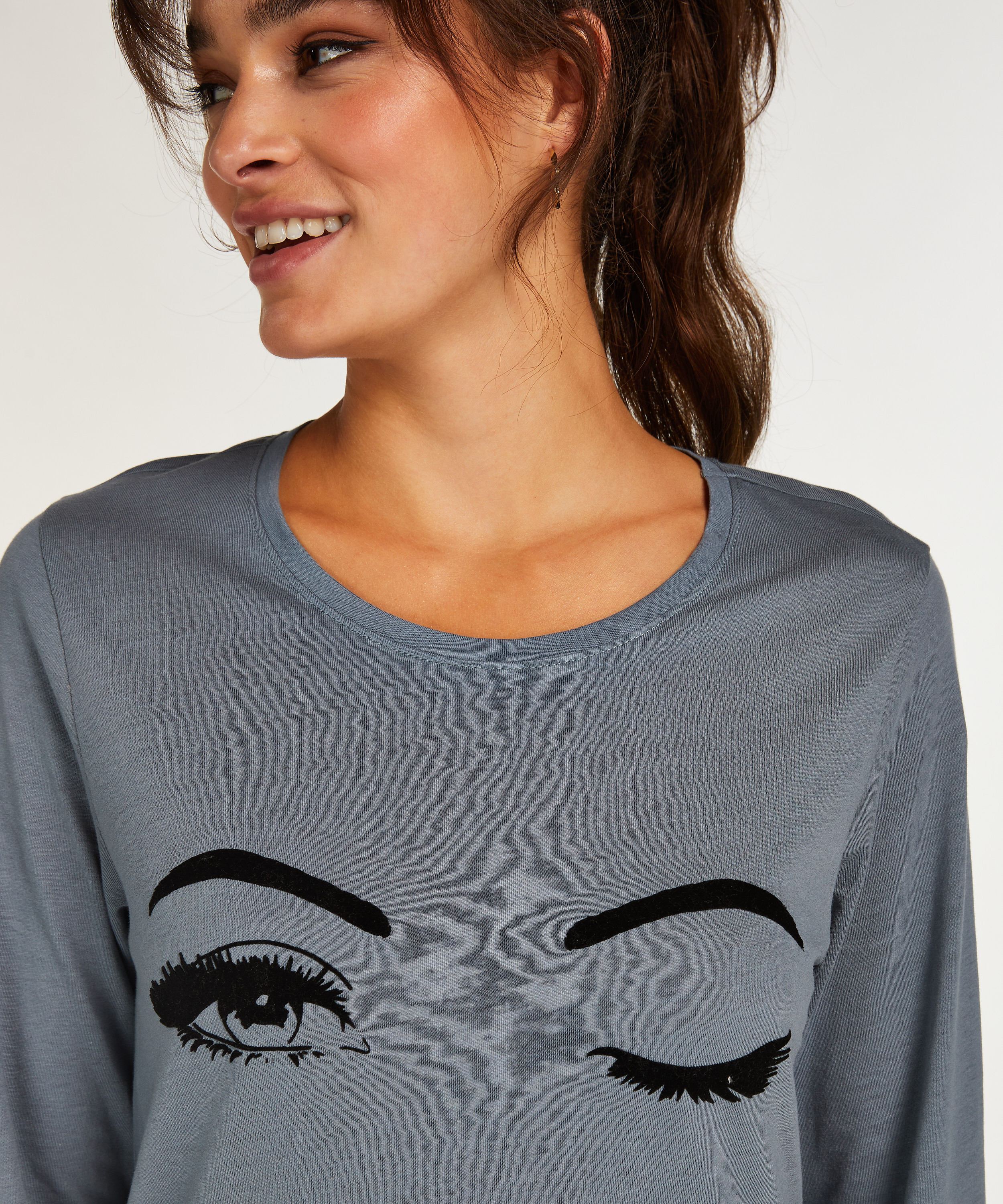 Round Neck Nightshirt, Bl&aring;, main