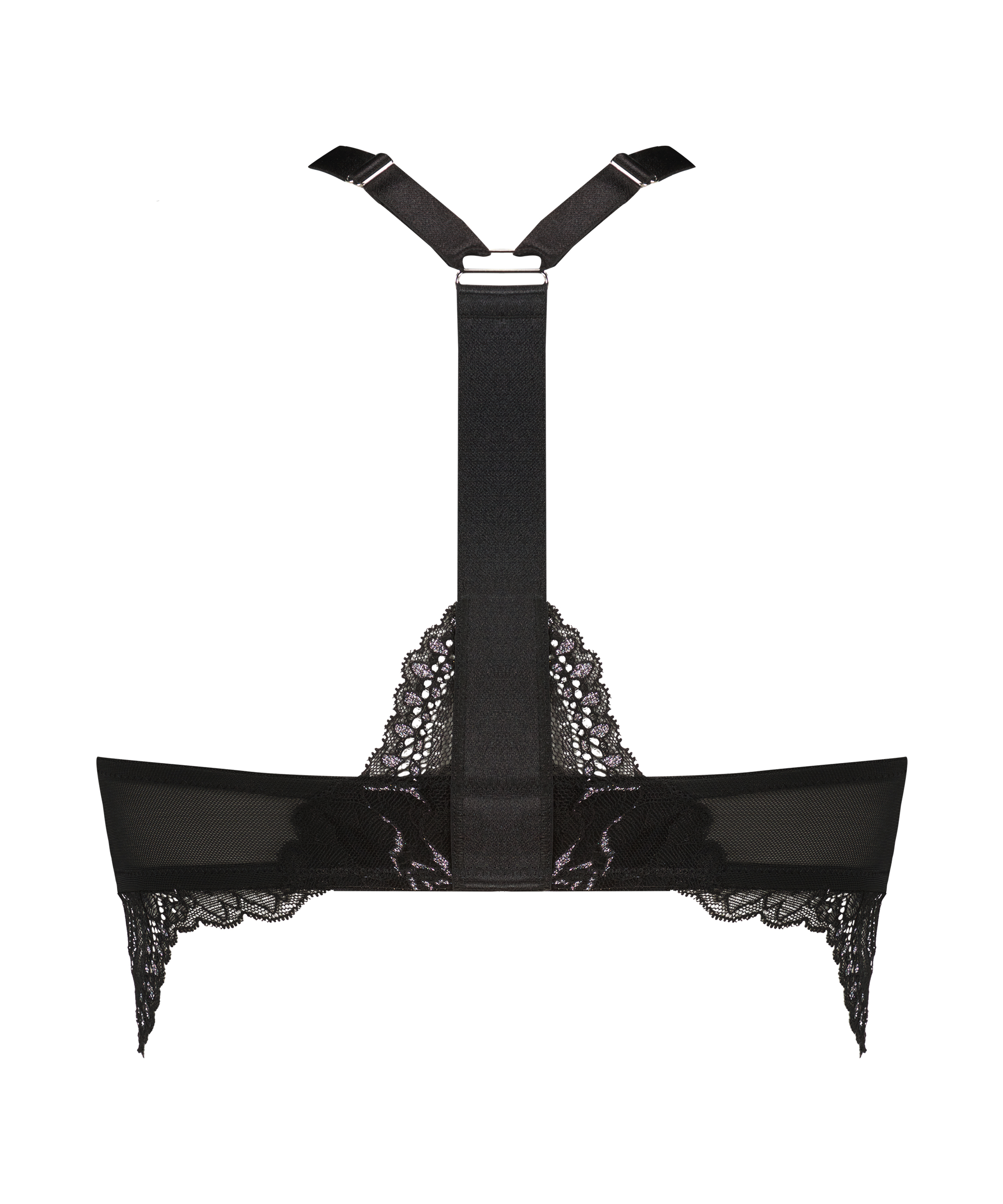 Vattert bh med bøyle longline push-up Donna Sparkle, Svart, main