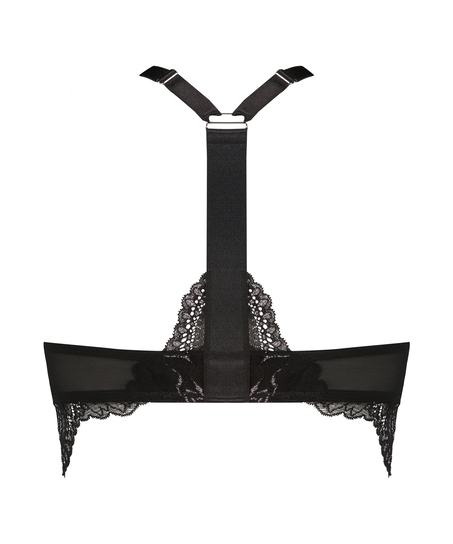 Vattert bh med bøyle longline push-up Donna Sparkle, Svart