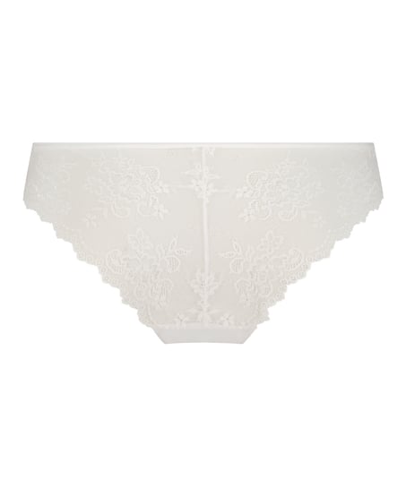 Invisible brasiliansk truse Lace Back, Hvit