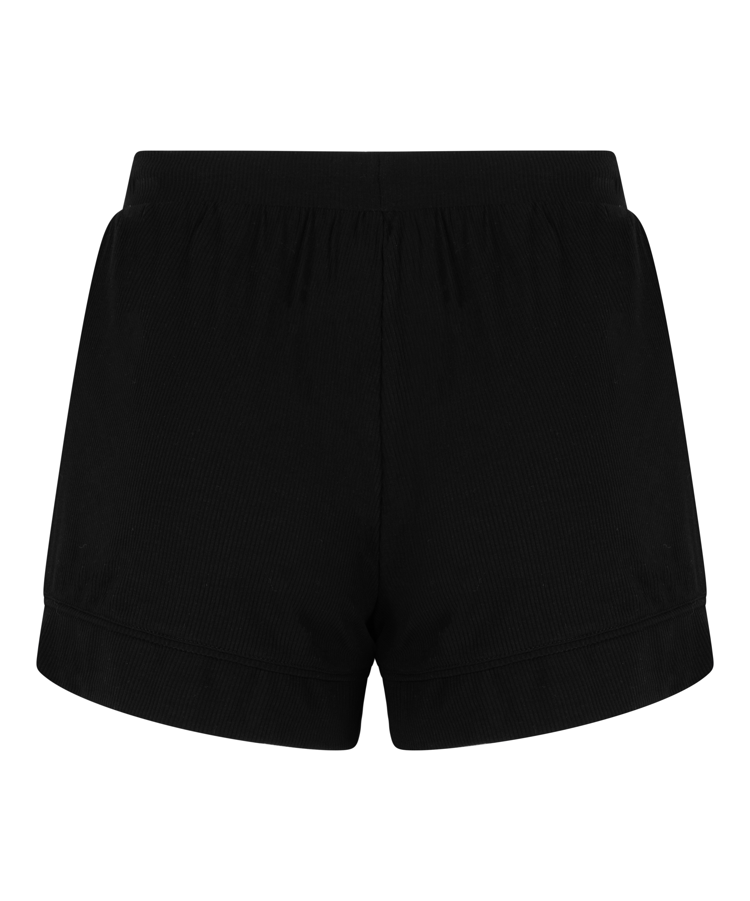 Shorts i ribbestrikket jersey – Basisplagg, Svart, main