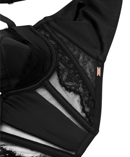 Polstret Longline-BH med bøyle Nicole, Svart