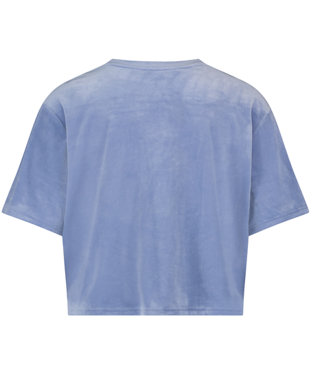 Top Velours Pocket, Blå