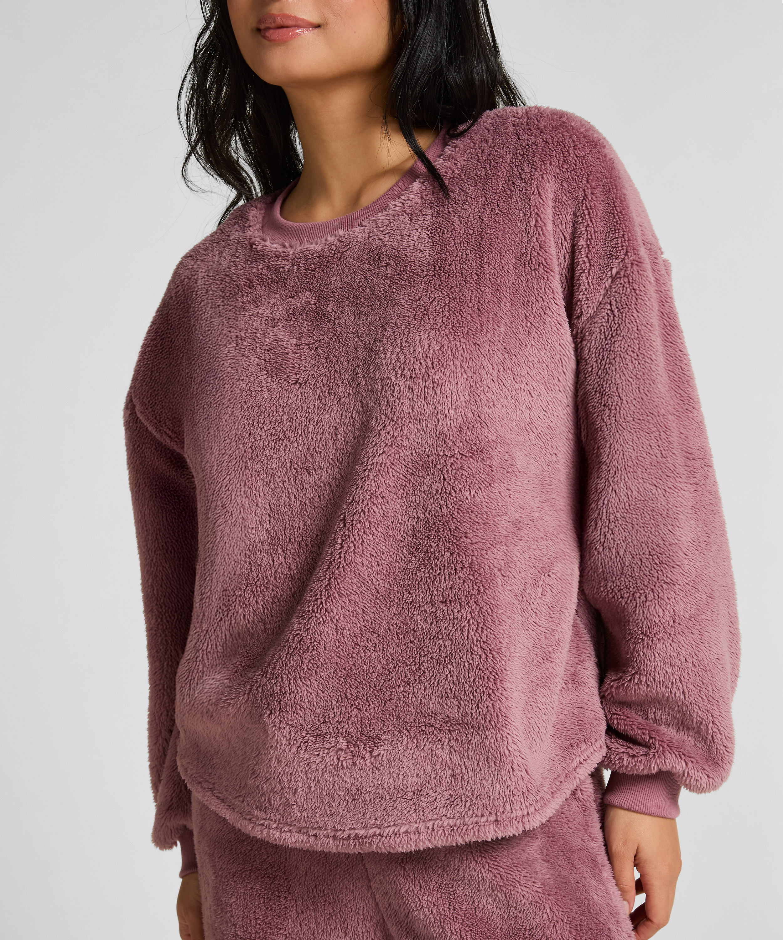 Langermet Topp Fluffy Fleece, Rosa, main