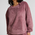 Langermet Topp Fluffy Fleece, Rosa