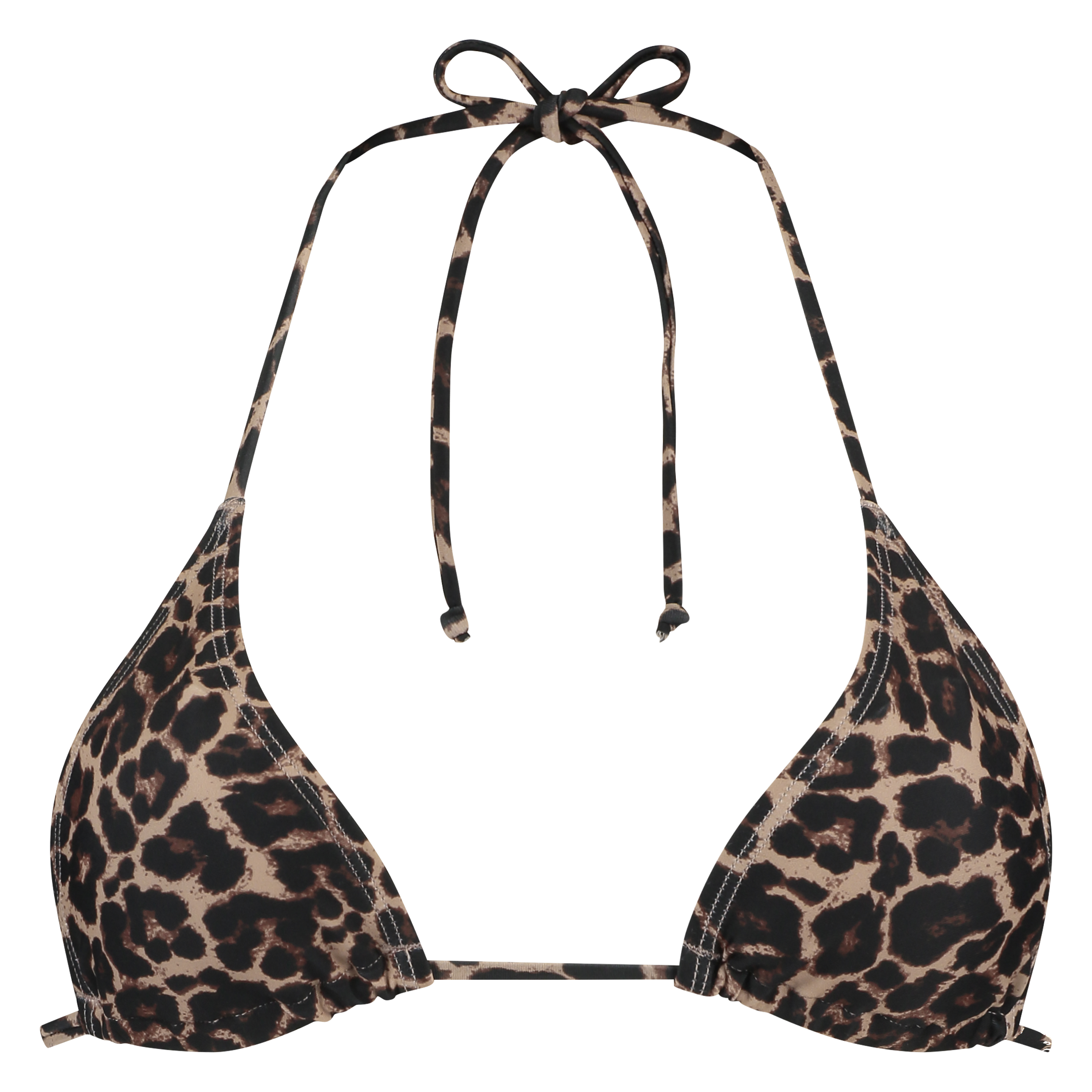 Leopard mini triangle bikini top, Brun, main