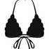 Blomstrete trekantbikini med b&oslash;lgekant, Svart