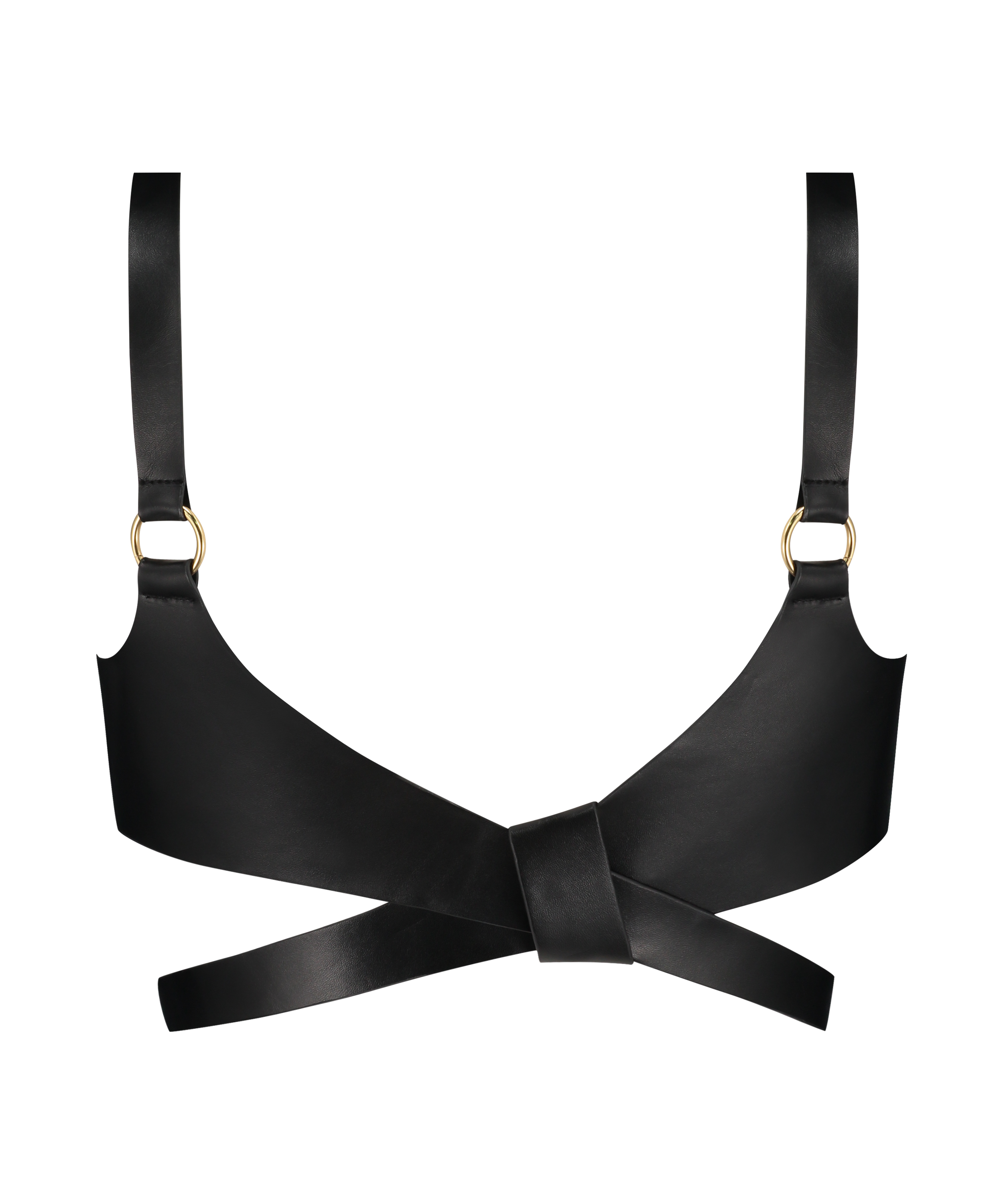 Bandeau-bralette i imitert skinn, Svart, main