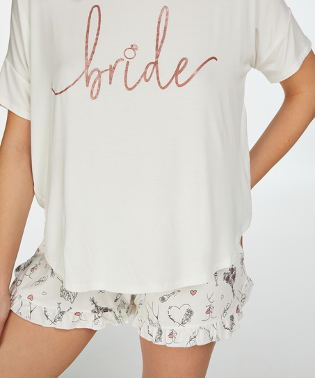 Bridal kort pyjamassett, Hvit