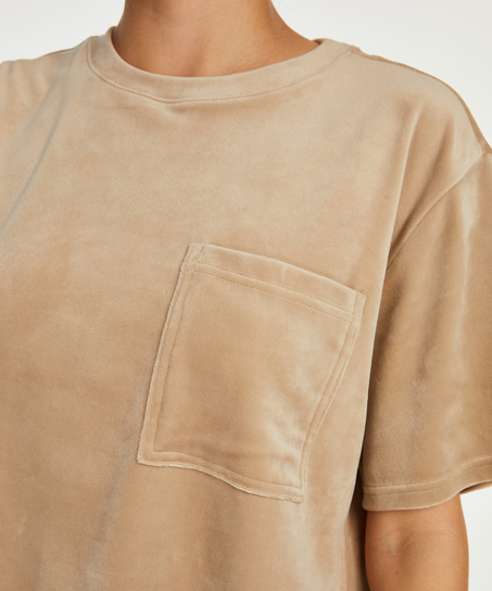 Top Velours Pocket, Beige