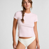 Ribbed Crew Neck Short-Sleeved Pyjama Top, Rosa