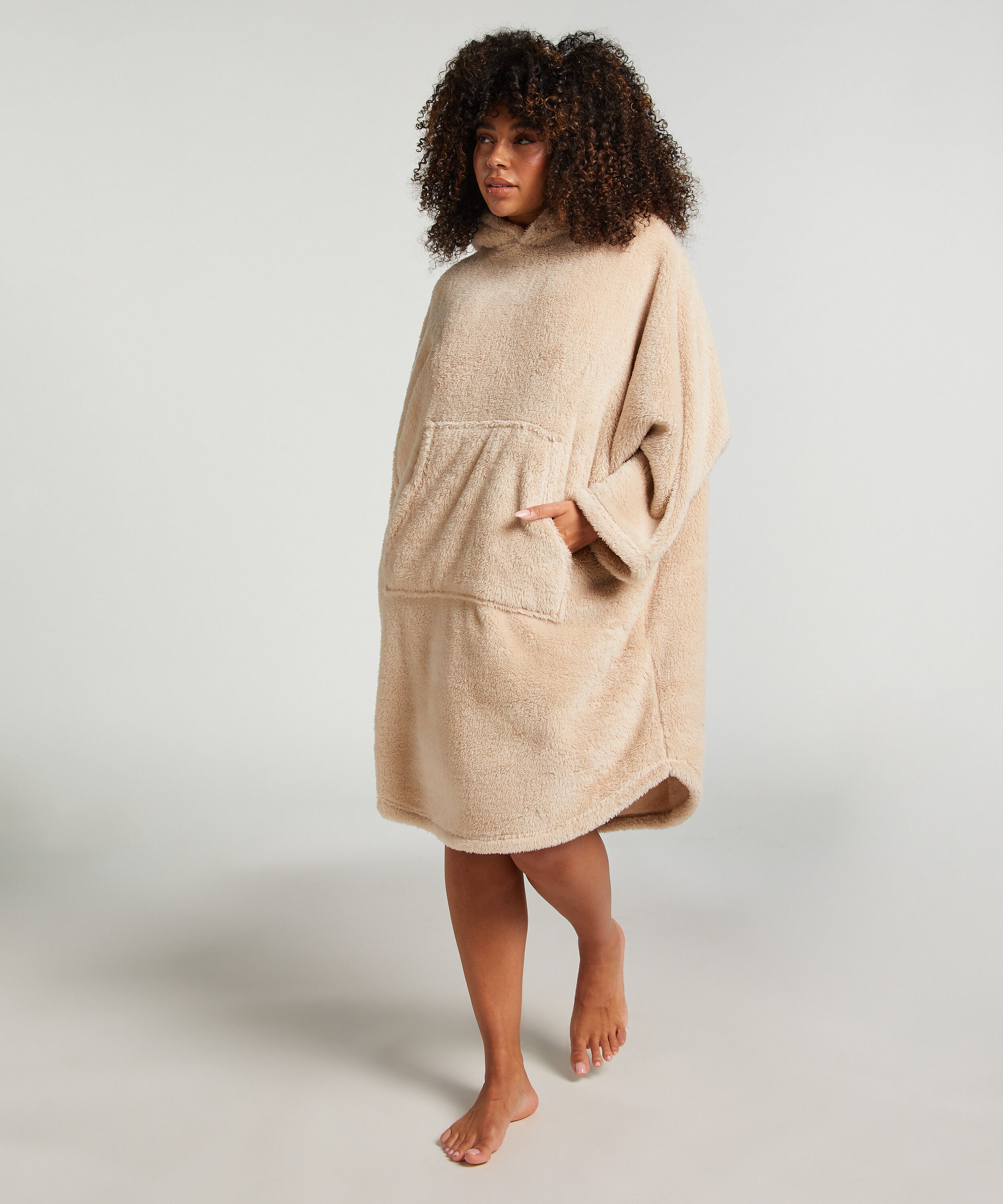 Snuggle fleece loungekjole, Beige