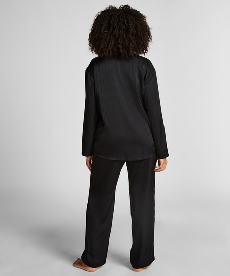 Sateng Pinstripe Bukser, Svart