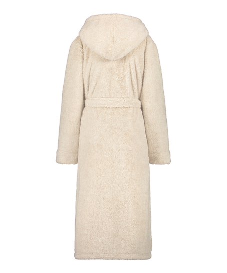 Fleece lang badekåpe, Beige