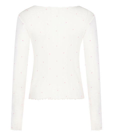 Pointelle Pyjama Top, Hvit
