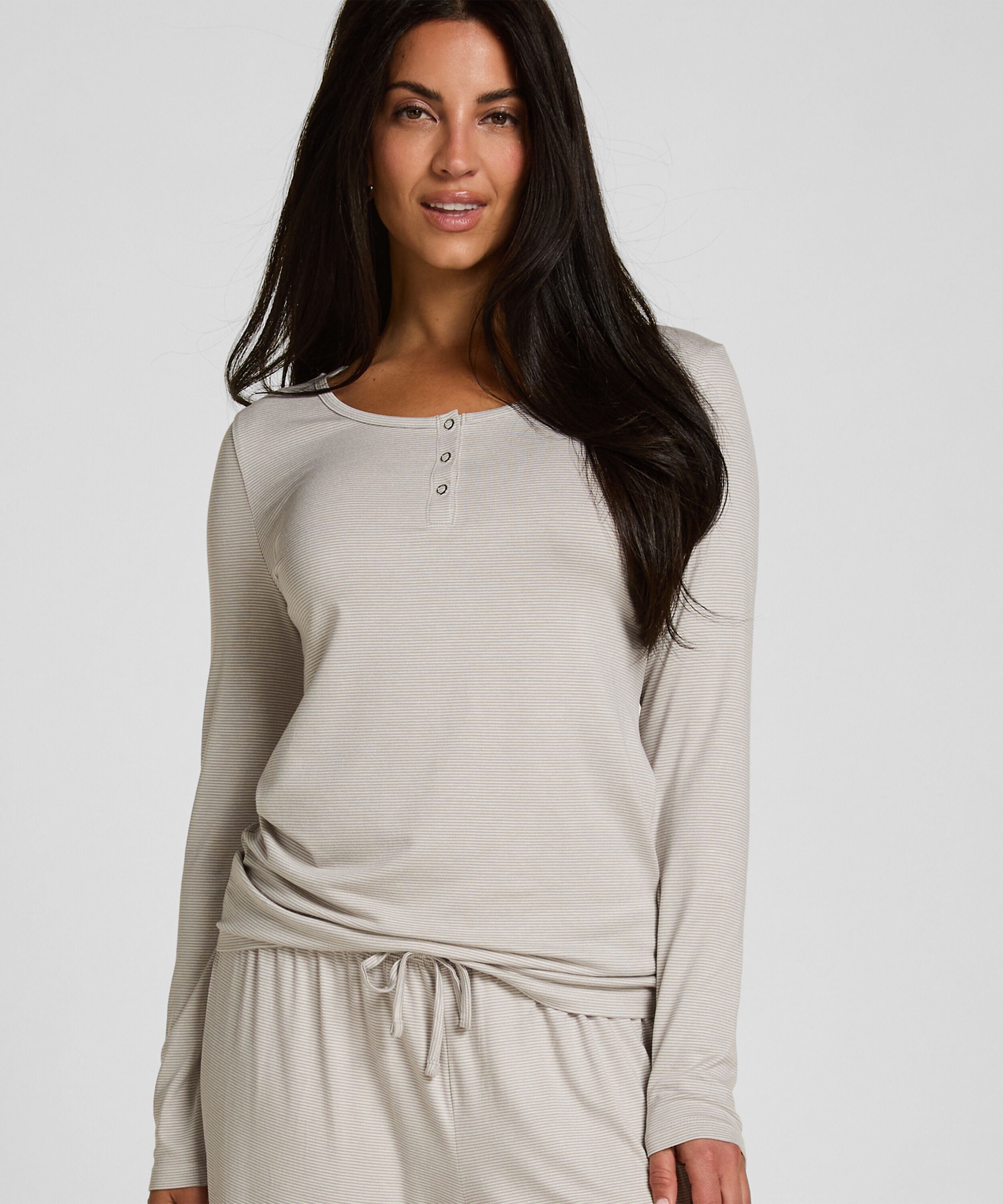 Pyjamasett Stripet Henley, Grå