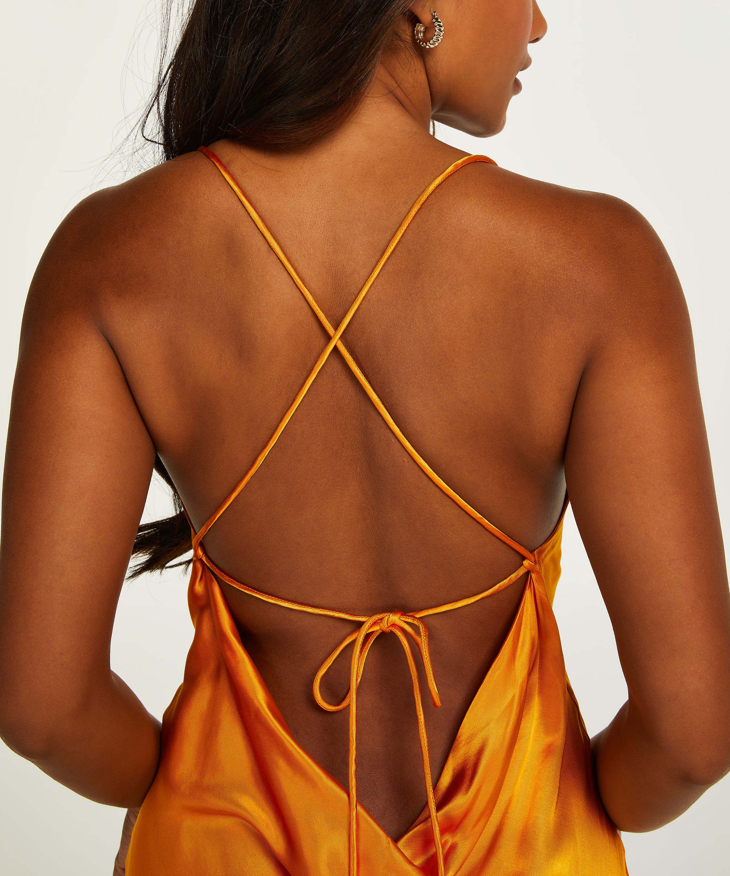 Satin midikjole, Oransje, main