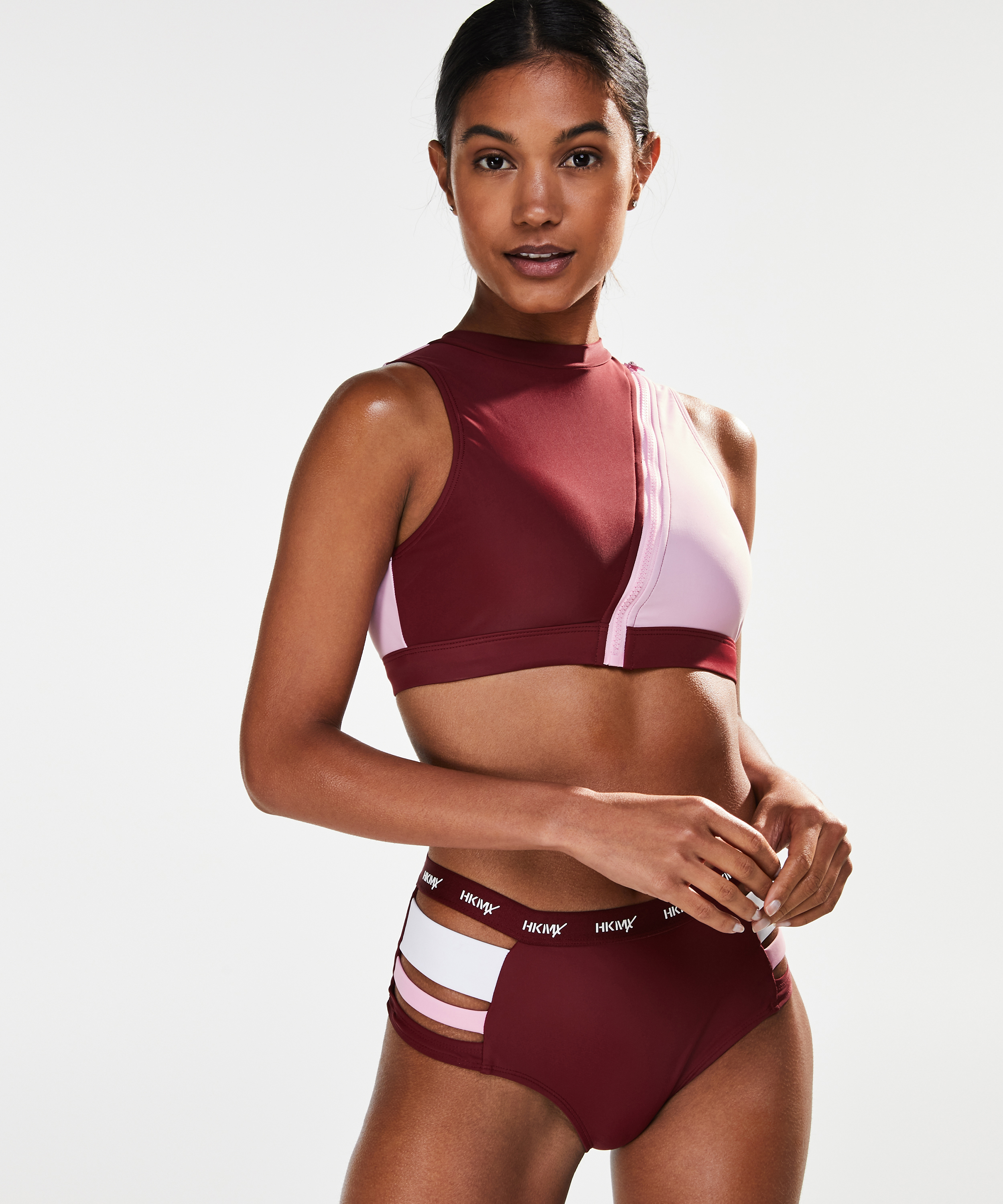 HKMX Cheeky High Bikini Bottoms, R&oslash;d, main