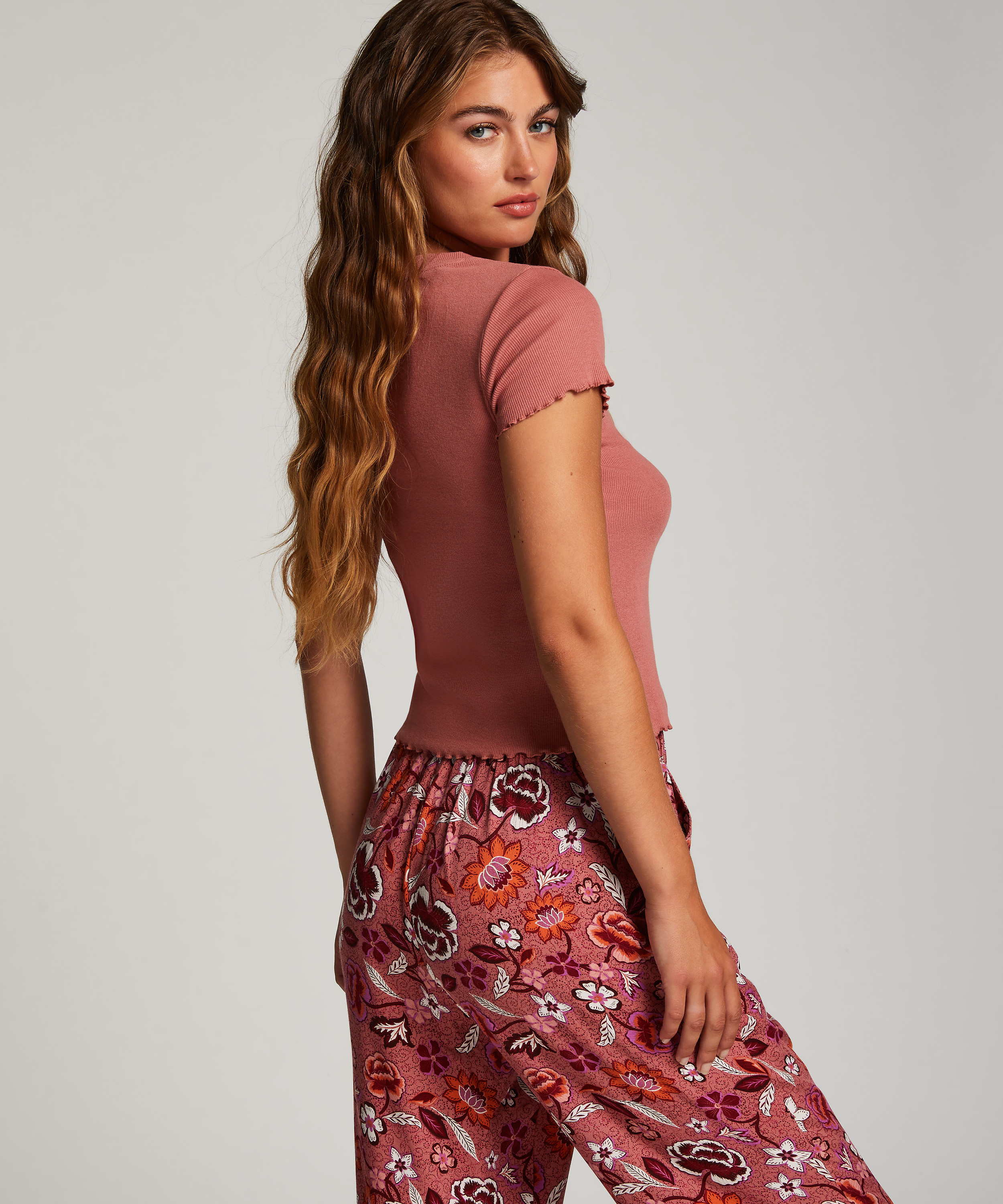 Kortermet bomullsskjorte, Rosa, main