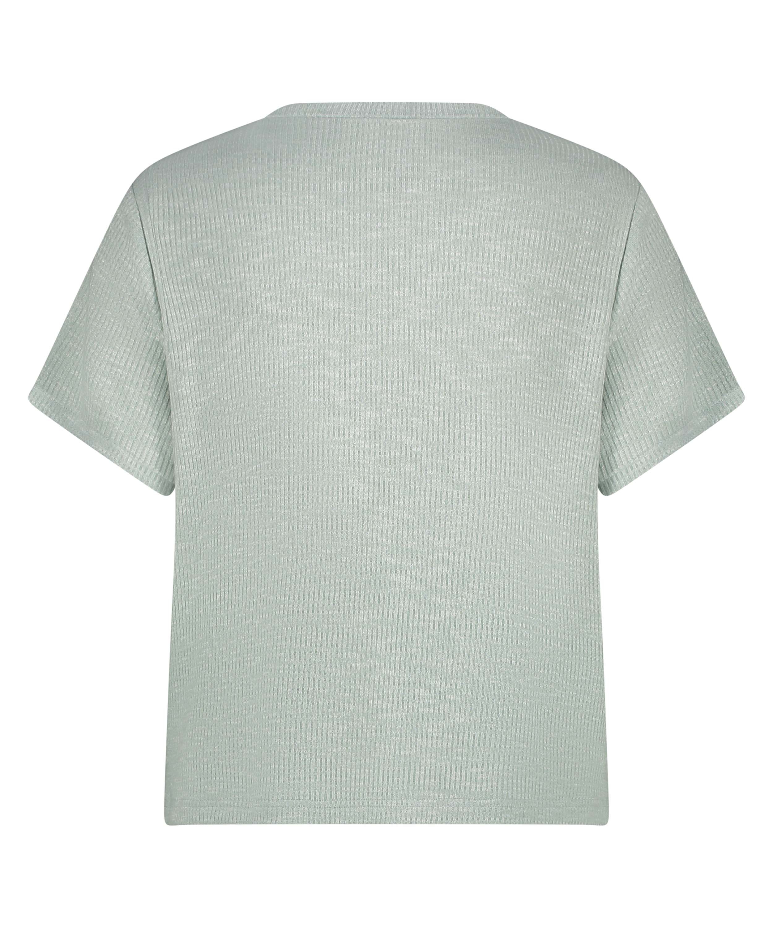 Ribbet kortermet topp, Grønn, main