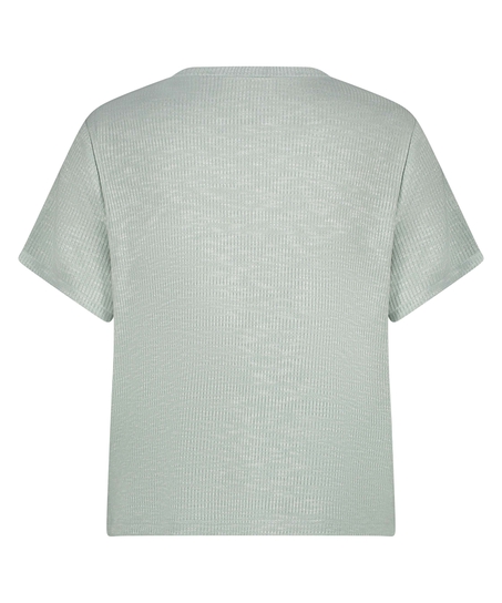 Ribbet kortermet topp, Grønn