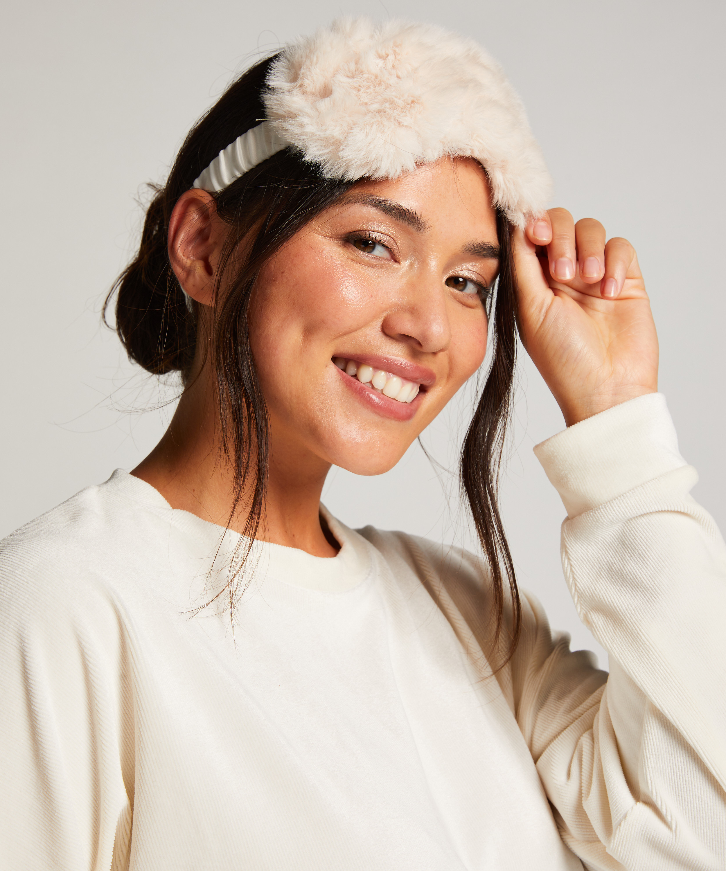 Sovemaske Fake Fur, Hvit, main