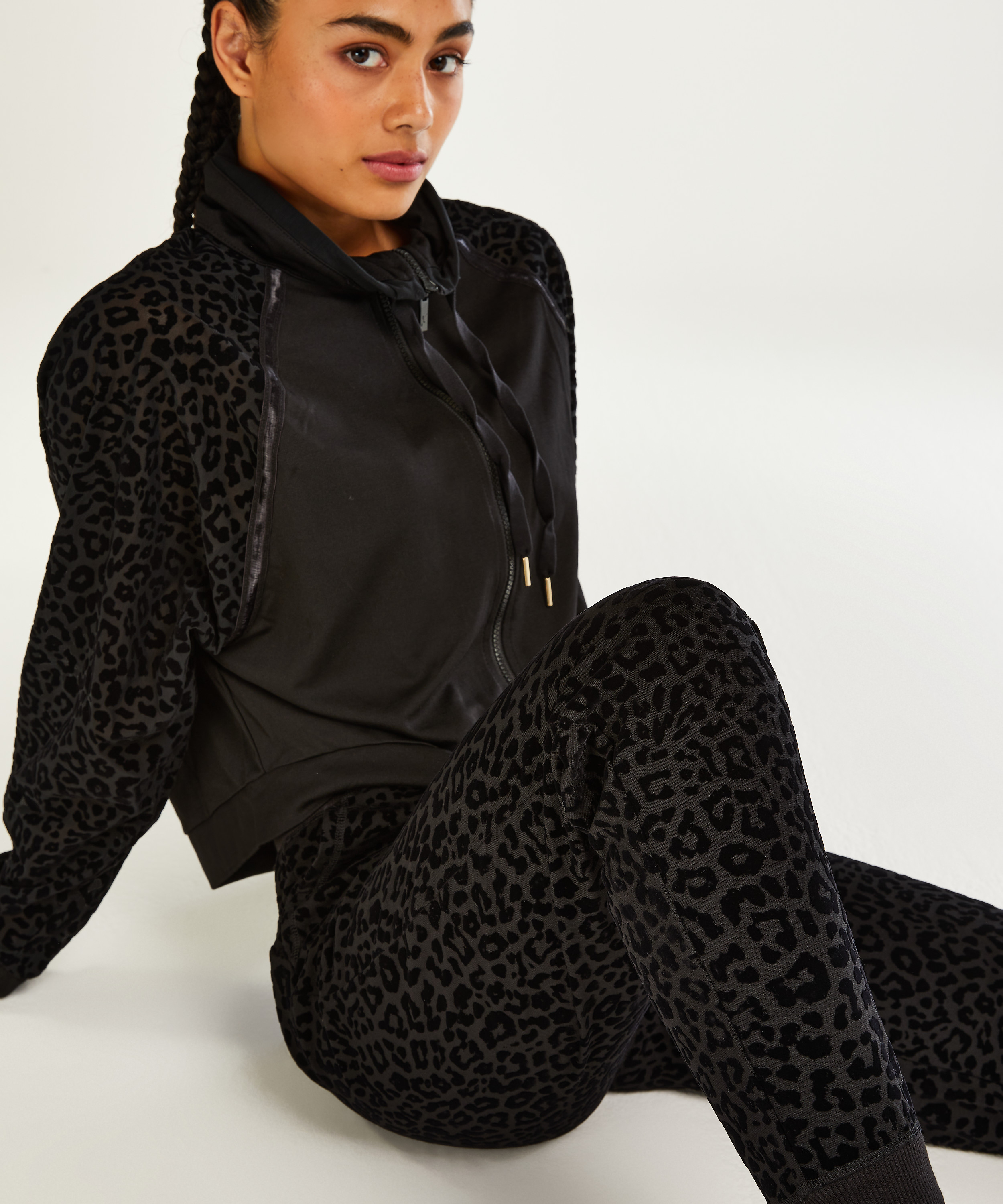 HKMX Leopard joggebukser, Svart, main