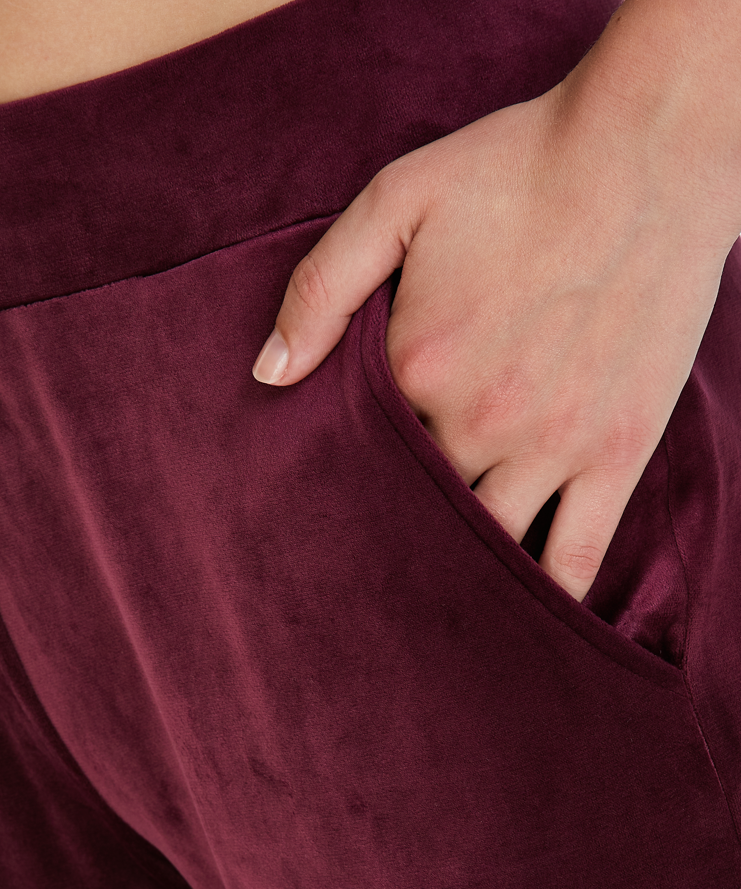 Velours pysjamasbukse, Rød, main